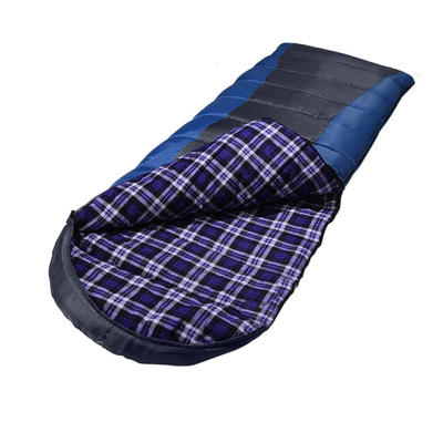 Cotton Flannel Sleeping Bags for Camping 3-4 Season Warm and Comfortable, Envelope Blue with 2/3/4lbs Filling (75